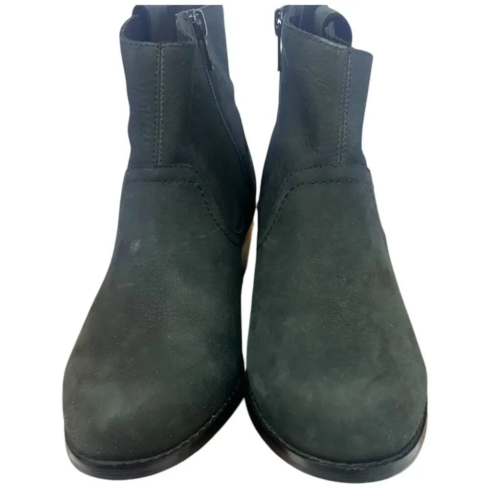 Vionic Roselyn Ankle Boots Womens Size 7 Black Nubuck Weather Resistant Side Zip
